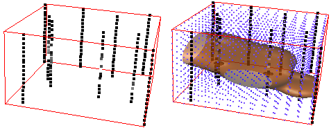 Voxler can take scattered XYZC data (XYZ coordinates with a data value C) and produce a uniform 3D grid using Inverse Distance, and Local Polynomial gridding methods.